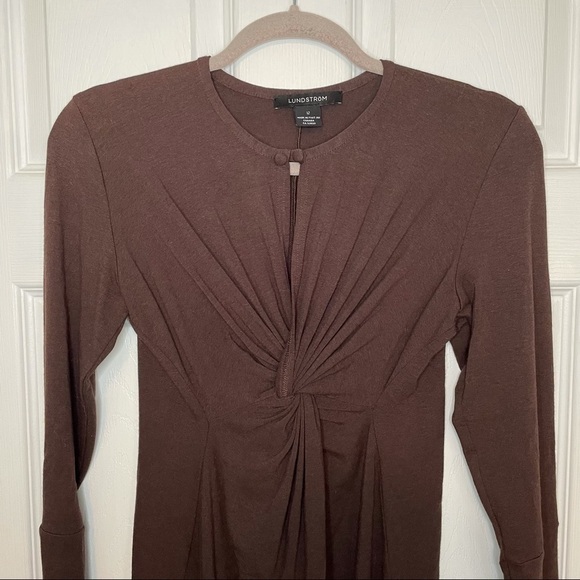 Lundström Brown Cotton Rayon Long Sleeve Top Blouse 12 Made in Canada - Picture 2 of 6